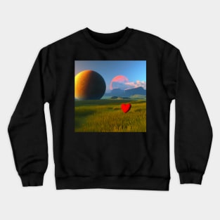 Valentine Wall Art - Heart and two moons - Unique Valentine Fantasy Planet Landsape - Photo print, canvas, artboard print, Canvas Print and T shirt Crewneck Sweatshirt